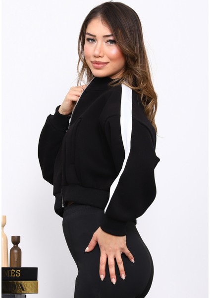 Siyah Fermuarlı Üç Iplik Sweat Hırka modelleri