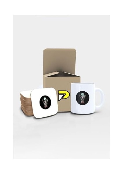 Iskeletor Tasarımlı Baskılı Kupa Bardak Seti, Eğlenceli Özel Hediye Mug