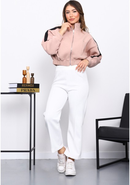 Pudra Fermuarlı Üç Iplik Sweat Hırka fiyatları