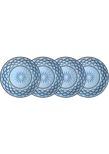 Glas Sorrento Cam Tabak 4 Adet Çap:21 cm Mavi