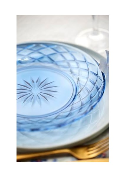 Glas Sorrento Cam Tabak 4 Adet Çap:21 cm Mavi fiyatları