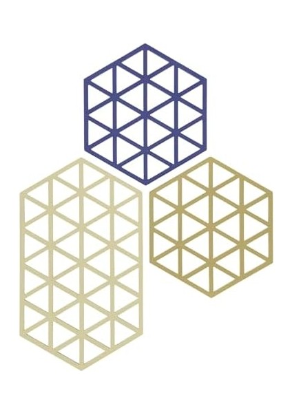 Denmark Üçgen Nihale Isıya Dayanıklı, Silikon Altlık, Tencere ve Tavalar Için Dekoratif Altlık, Bulaşık Makinesinde Yıkanabilir, 2 Adet 16 x 14 cm ve 1 Adet 24 x 14 cm modelleri