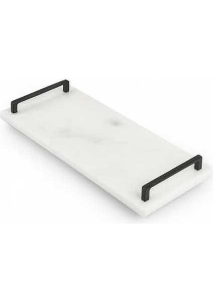 Veya Siyah Metal Saplı Mermer Sunum Tepsisi – 40X15 cm Dikdörtgen Servis Tepsisi, Şık Sofra, Kahve, Peynir ve Tatlı Sunumları Için (Siyah) fiyatları