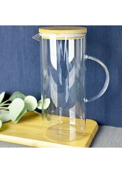 Bambu Kapaklı Cam Sürahi – 1500 ml Dayanıklı Şeffaf Cam, Şık ve Ergonomik Tasarım, Soğuk ve Içecekler Için modelleri