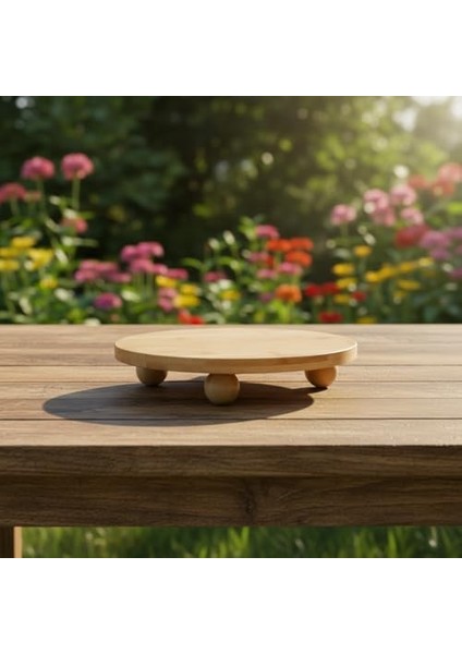 Bambu Top Ayaklı Yuvarlak Sunumluk – 25CM Çap Seçenekli Doğal Ahşap Servis Tabağı | Peynir, Meze, Kek Standı, Kahvaltı ve Charcuterie Board | Yükseltilmiş Masaüstü Tepsi (25 Cm) modelleri