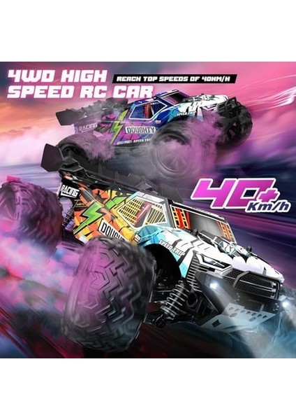 Oyuncak 40 Km Hız Yapan 2.4 Ghz Uzaktan Kumandalı Şarjlı 4x4 Full Fonksiyon Arazi Aracı Offroad Araba 4 Çeker LED Işıklı Süspansiyonlu Yüksek Teker Araç modelleri