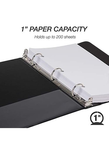 Economy 3 Halkalı Mini Bağlayıcı, Abd&apos;de Üretilmiştir, 5/8 Inç Yuvarlak Halka Bağlayıcı, 100 Yaprak Tutar, Siyah, 6&apos;lı Paket (MP32300)