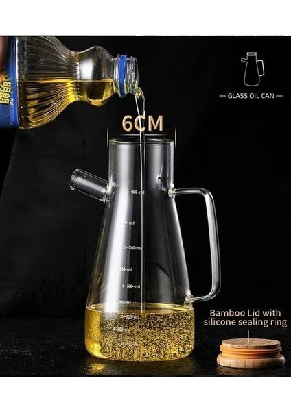 Life 2 Adet Bambu Kapaklı Borosilikat Cam Yağdanlık 900 ml MIT1071 modelleri