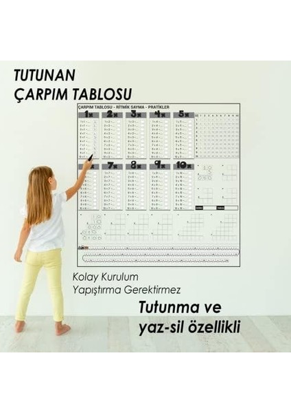 Tanıtım Çarpım Tablosu Elektrostatik Akıllı Kağıt Yazı Tahtası (100 cm x 100 Cm) fiyatları