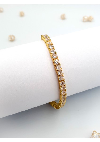 Zirkon Taşlı Altın Kaplama Suyolu Bileklik – Altın Kaplama, Maksimum Işıltı | SF Signature Serisi