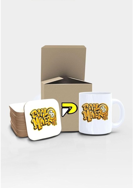 Miner Kripto Para Madenciliği Bitcoin Tasarımlı Baskılı Kupa Bardak Seti, Eğlenceli Özel Hediye Mug