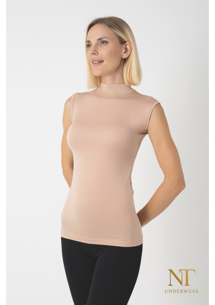 Kadın Bambu Balıkçı Yaka Sıfır Kol T-Shirt – Hafif, Rahat ve Şık modelleri