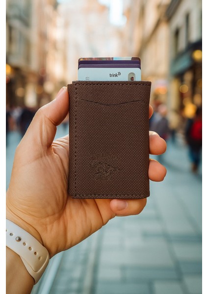 Rfid Özellikli Patlı Mekanizmalı Cüzdan Kartlık -Dokulu Suni Deri