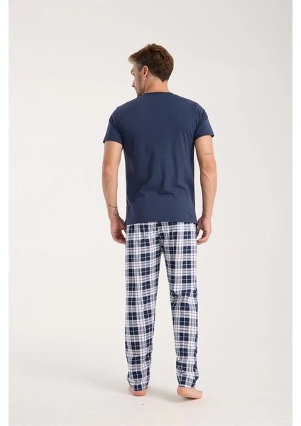 Erkek Lacivert Düğmeli Yaka Kısa Kol Pijama Takımı indirimleri