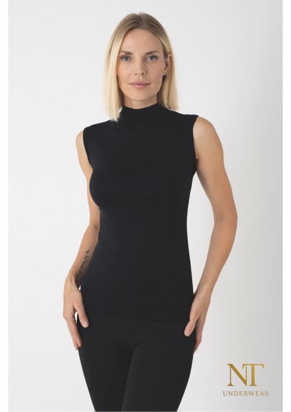 Kadın Bambu Balıkçı Yaka Sıfır Kol T-Shirt – Hafif, Rahat ve Şık