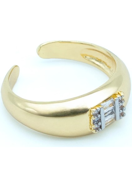 Mini Baget Taş Yüzük – 14 Ayar Altın Kaplama, Baget Kesim Zirkon Taş fiyatları