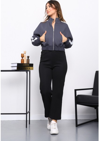 Antrasit Fermuarlı Üç Iplik Sweat Hırka fiyatları