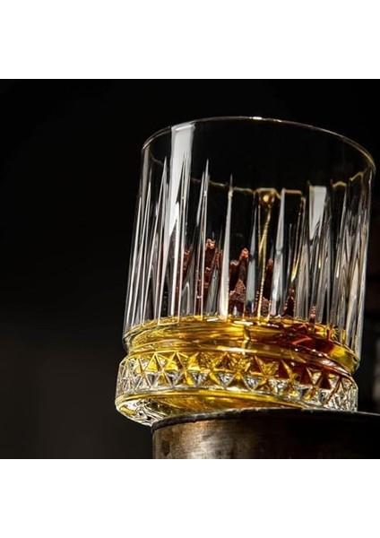 6’lı Çizgili Kristal Cam Viski Bardağı Seti – 370 ml (12.5 Oz), Şık ve Kalın Tabanlı Cam Bardaklar, Su – Meşrubat – Kokteyl – Viski Için Uygun modelleri