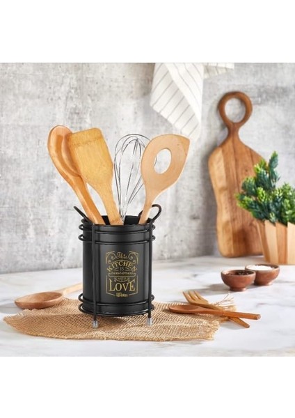 5dm-Tezgah Üstü Standlı Dekoratif Siyah Metal Kaşıklık fiyatları