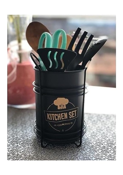 5dm-Tezgah Üstü Standlı Dekoratif Siyah Metal Kaşıklık modelleri