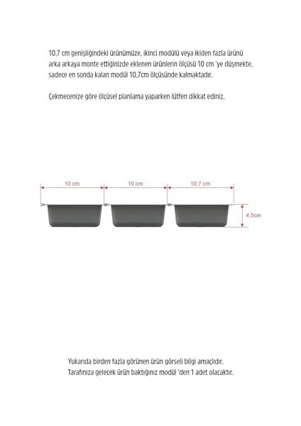 Mutfak Çekmece Içi Kaşıklık, Tek Bölmeli Modül 11CM x 48CM fiyatları