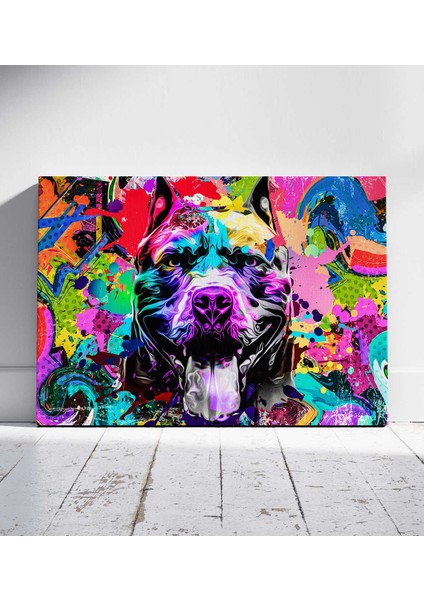 Dinamik Pitbull Portresi Pop Art Kanvas Tablo