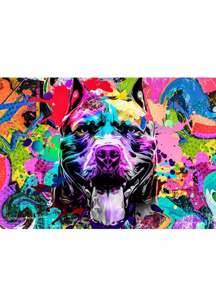 Dinamik Pitbull Portresi Pop Art Kanvas Tablo fiyatları