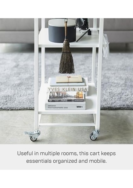 Tekerlekli Mutfak Arabası, Alaşımlı Çelik, Beyaz, Tek Boy