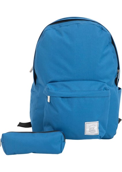 Hsr Ortopedik Su Geçirmez Leptop Bölmeli Hafif Günlük ve Okul Sırt Çantası ve Kalemlik (Mavi)