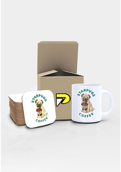 Starpugs Köpek Tasarımlı Baskılı Kupa Bardak Seti, Eğlenceli Özel Hediye Mug
