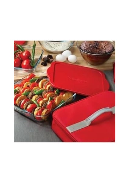 Evsenavm Çantalı Borcam Kare Tepsi Kapaklı 59024 Kırmızı