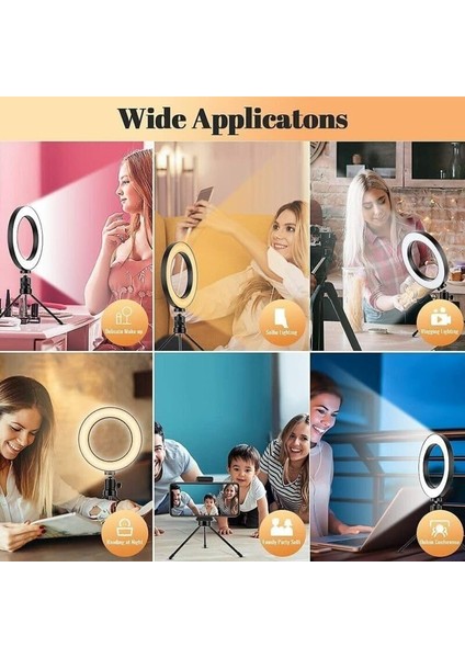 Youtuber Selfie LED Işıklı Masaüstü 10 Inç(26 Cm) Kuaför Makyaj Işığı Tiktok Işığı 9 Farklı Yanma Modu modelleri