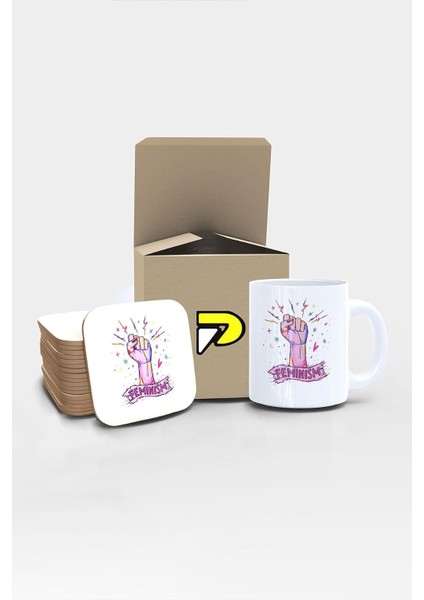 Feminizm Tasarımlı Baskılı Kupa Bardak Seti, Eğlenceli Özel Hediye Mug