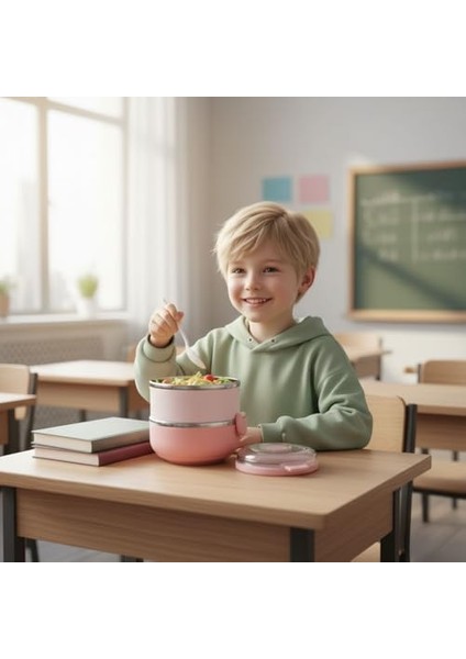 Paslanmaz Çelik 2 Katlı Yemek Termosu, 1.4 Lt Çelik ve Plastik Dış Yüzey, Beslenme Kabı, Öğle Yemeği Kutusu, Çatal Kaşık Bölmeli, Isı Koruyucu, Sızdırmaz, Okul, Ofis, Piknik Için Ideal (Mavi) fiyatları