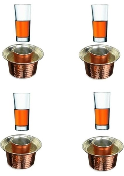 Uzun Bardak ve Bakır Ehlikeyf Seti 4 Kişilik fiyatları