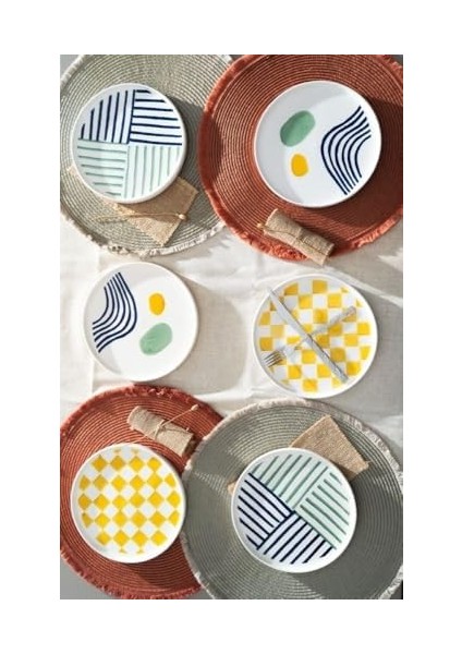 Kevin Seramik Modern Özel Tasarım 6 Parça Pasta Takımı