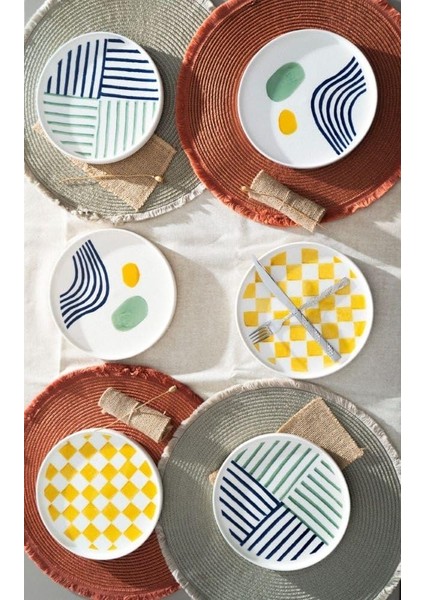 Kevin Seramik Modern Özel Tasarım 6 Parça Pasta Takımı modelleri