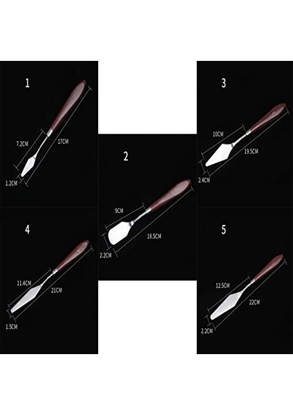 5 Parça Palet Bıçağı Boyama Araçları, Yağlıboya Karıştırma Kazıyıcı, Paslanmaz Çelik Boyama Bıçak Seti, Boya Sanatı Renk Karıştırma Için Plastik Saplı Sanat Spatula Bıçakları