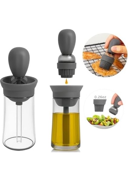Fırçalı Cam Yağlık – Silikon Başlıklı, Sızdırmaz ve Ölçekli Sos & Yağ Dağıtıcı Şişe (20 Cm) fiyatları