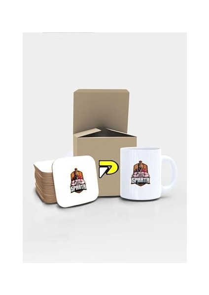 Sparta Savaşçı Tasarımlı Baskılı Kupa Bardak Seti, Eğlenceli Özel Hediye Mug
