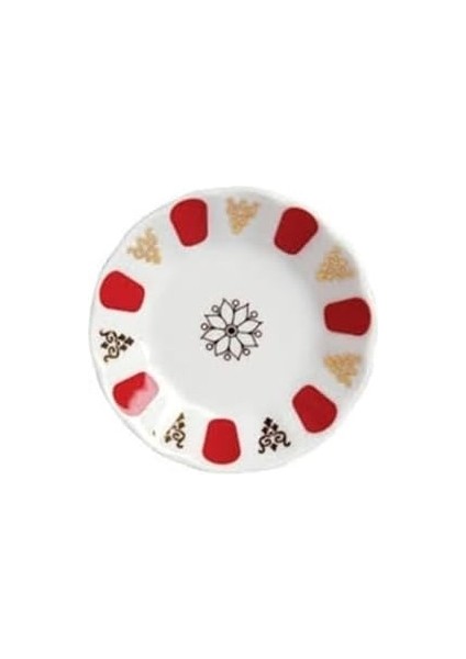 6 Adet Porselen Kahveci Kırmızı Çay Tabağı TYBSYS9MES01J6SG42