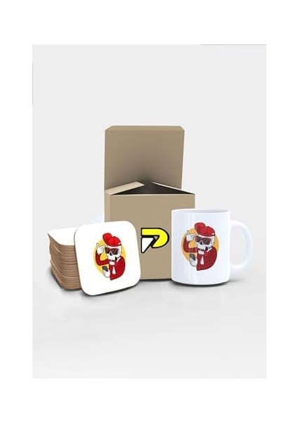 Tarz Iskeletor Tasarımlı Baskılı Kupa Bardak Seti, Eğlenceli Özel Hediye Mug