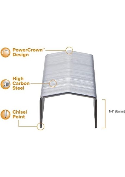 B8 Powercrown 0,25 Inç Zımba Ucu, 5.000 Zımba Paketi (STCRP21151/4), Gümüş fiyatları