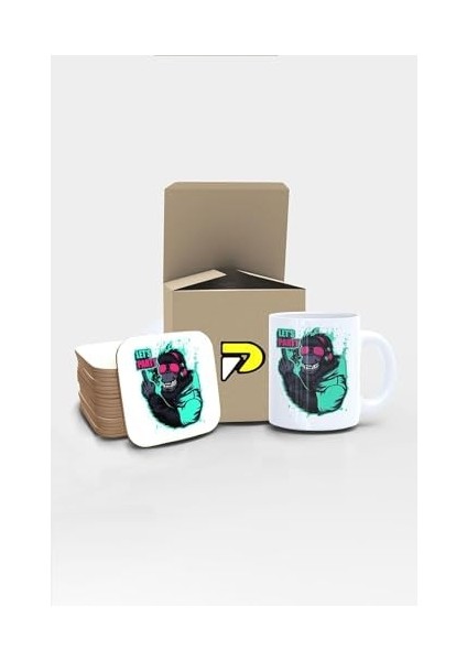 Party Tasarımlı Baskılı Kupa Bardak Seti, Eğlenceli Özel Hediye Mug