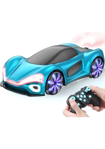 Oyuncak 2.4 Ghz Uzaktan Kumandalı Şarjlı Elektrikli Araba 4x4 Şarj Istasyonlu Buharlı LED Işıklı Sesli Müzikli Rc Araç Full Fonksiyon 4 Çeker Atabilen 1200 Mah Şarjlı Pilli (Vivid Mavi)