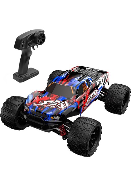 Oyuncak 40 Km Hız Yapan 2.4 Ghz Uzaktan Kumandalı Şarjlı 4x4 Full Fonksiyon Arazi Aracı Offroad Araba Işıklı Süspansiyonlu Yüksek Teker Mavi-Kırmızı ve Turuncu-Mavi) (Kırmızı-Mavi) fiyatları