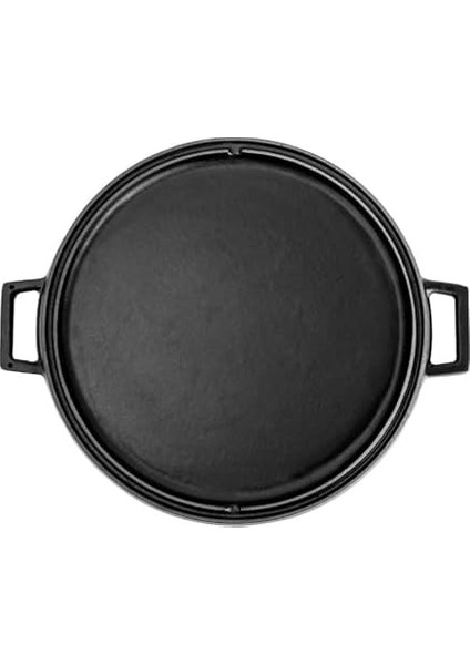 Döküm Yuvarlak Çift Yön Izgara Tavası Döküm Demir Yekpare Çift Kulplu ÇAP(Ø)34CM.