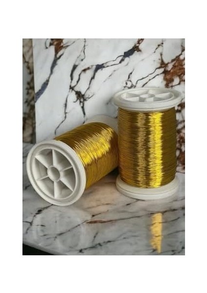 Filografi 0.30MM (100GR -150M) Bakır Üstü Gümüş Kaplı Altın Renkli Filografi Teli