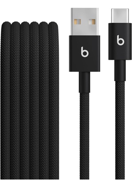 Usb-A&apos;dan Usb-C&apos;ye Örgülü Kablo, Hızlı Şarj, Dayanıklı ve Dolanmayan Tasarım, ve Aygıtlar Için Uyumlu Şarj Kablosu (1,5 M) - Jet Siyah modelleri