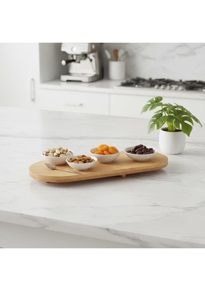 Ayaklı Bambu Sunum Tabakları, Ayaklı Bambu Sunumluk, Kek, Börek, Çörek ve Çikolata Sunum Tepsisi Yuvarlak Kenarlı Oval Sunumluk (32XM*12CM*1,5CM) fiyatları